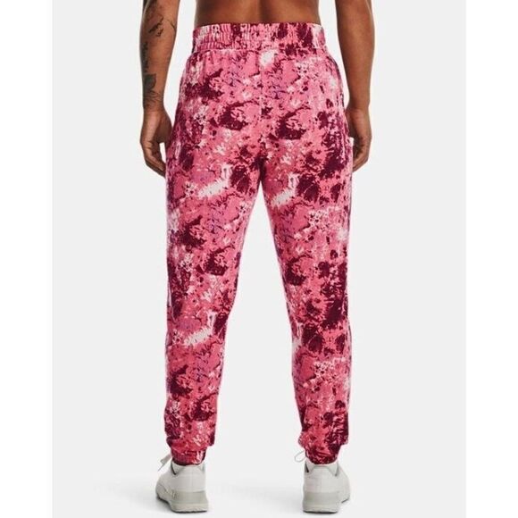 Under Armour 1373040 669 Womens Sz Medium Pink Tie Dye Rival Terry Print Joggers - Picture 2 of 9